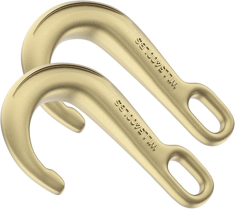 AODESTINY 2PCS 8" Heavy Duty J Hooks for Towing, Yellow Zinc Plated Tow J Hook Grade 70 Clevis J Hook for Transport Chain, 5400LBS Capacity Heavy Load - Image 1